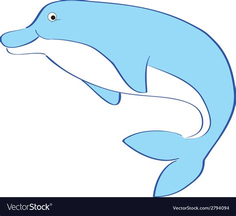 A blue dolphin on white background Royalty Free Vector Image