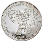 1 Dollar - Elizabeth II (FIFA World Cup Brazil - Mascot) - Cook Islands – Numista