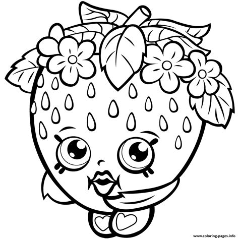 Strawberry Kiss Season One Shopkins Season 1 Coloring page Printable