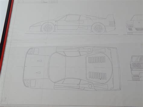 FERRARI F40 FACTORY BLUEPRINT FRAMED