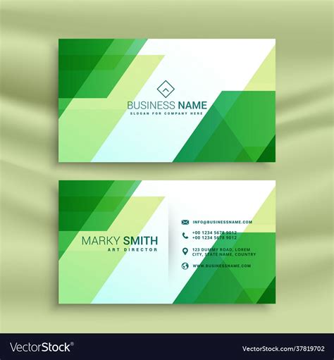 Green business card template with abstract shapes Vector Image