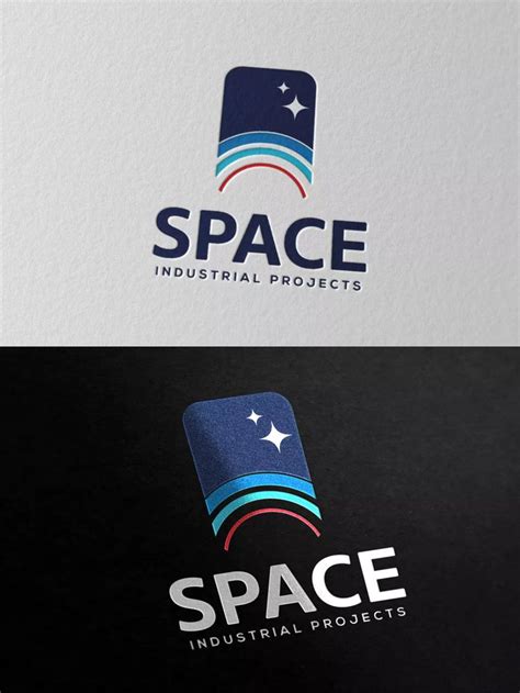 the logo for space industrial products is shown in two different colors and font options,