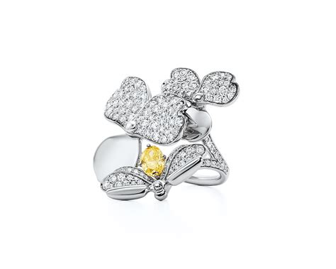 Tiffany Paper Flowers yellow diamond firefly ring in platinum with white diamonds - Retail News ...