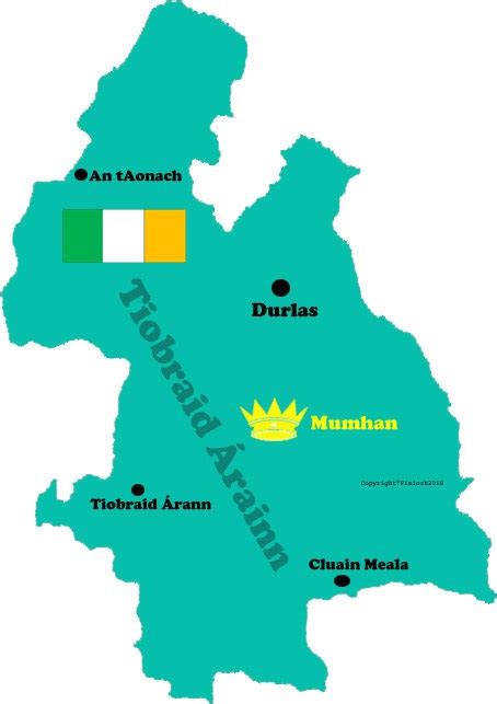 Tipperary county map with towns and flag