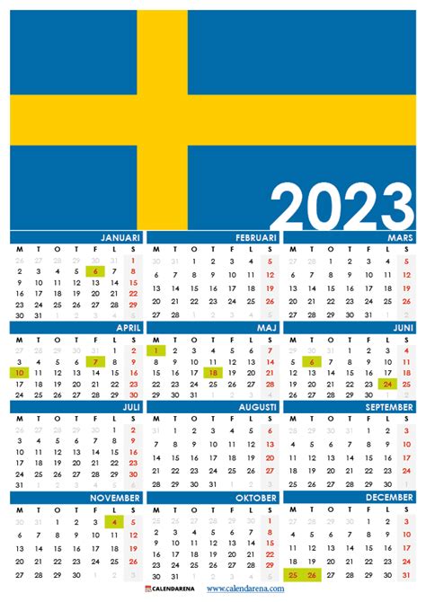 Kalender 2023 Sverige Med Helgdagar Och Veckonummer