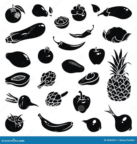 Fruits Vegetables Icons Stock Vector - Image: 45462651