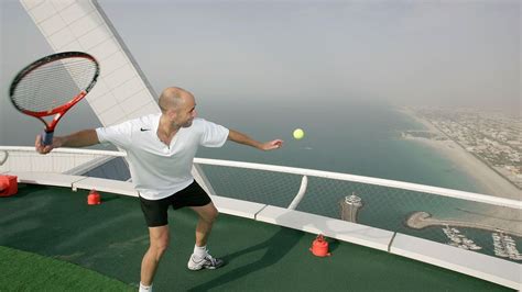 Tennis exhibition events: Federer v Agassi on Burj Al Arab helipad, Nadal v Djokovic at a ...