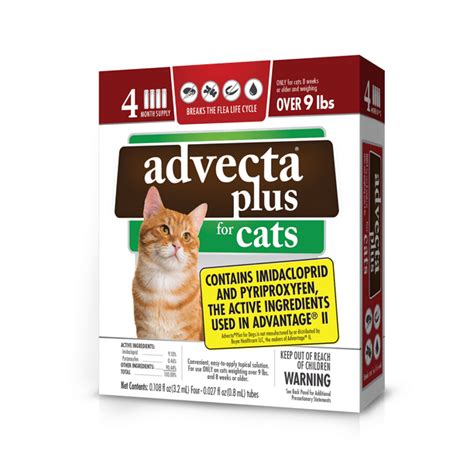 Advecta Plus Flea Treatment for Large Cat, 4 Monthly Treatments ...