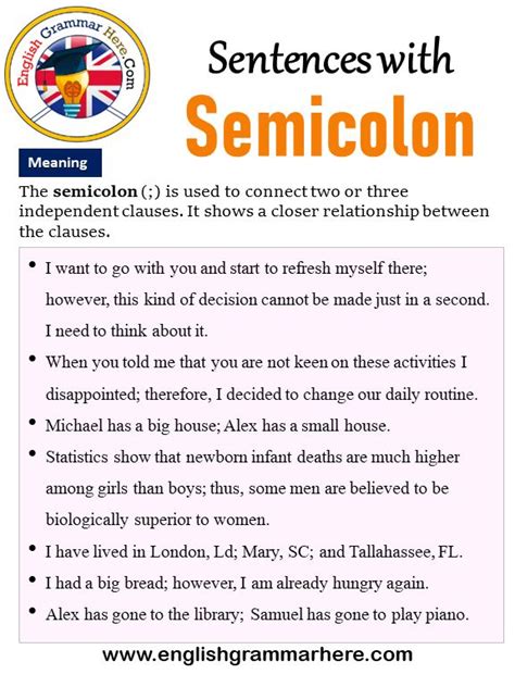 Sentences with Semicolons, How to Use Semicolons in a Sentence and ...