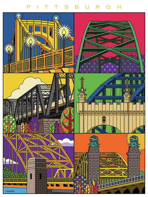 Pittsburgh City of Bridges vertical Digital Art by Ron Magnes