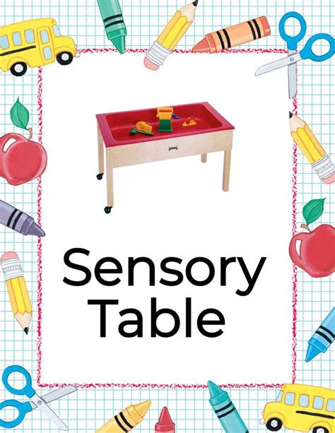 Day care sensory table center sign | Sensory table, Center signs, Free day