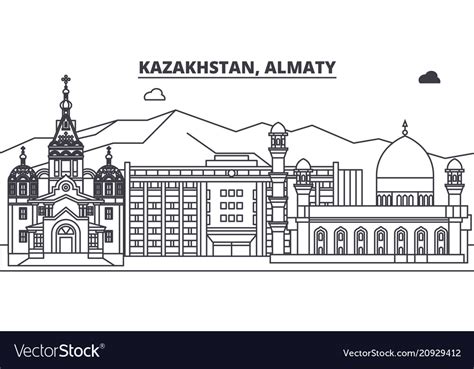 Kazakhstan almaty line skyline Royalty Free Vector Image