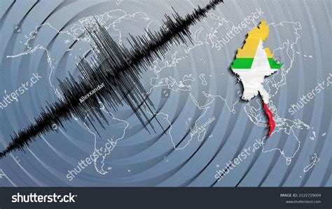 Seismic Activity Earthquake Myanmar Map Richter Stock Illustration ...