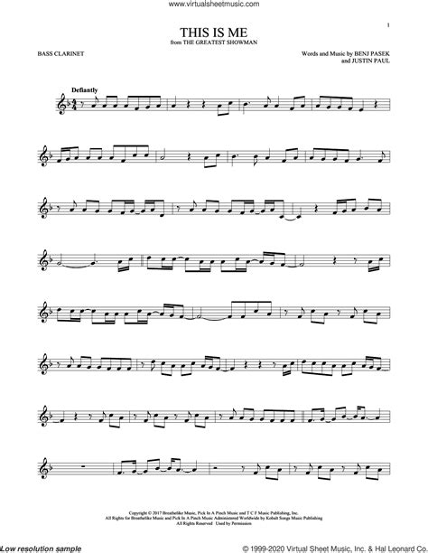 This Is Me (from The Greatest Showman) sheet music for Bass Clarinet Solo (clarinetto basso)