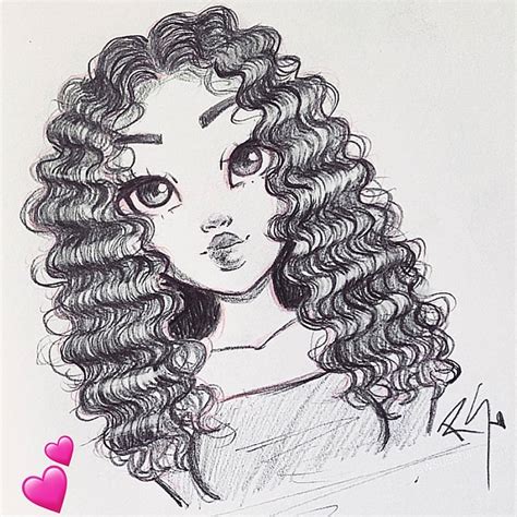 Girl With Curly Hair Drawing at PaintingValley.com | Explore collection of Girl With Curly Hair ...