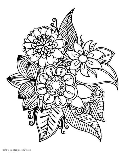 Summer Flowers Coloring Page For Adults || COLORING-PAGES-PRINTABLE.COM