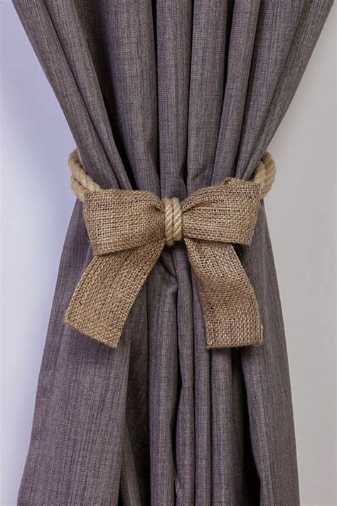 Hemp Rope and Burlap Bow Curtain Tiebacks/ nautical ties/ rope | Abrir ...