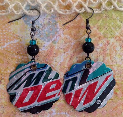 Up-Cycled Mountain Dew Baja Blast Soda Can Earrings Pop Can