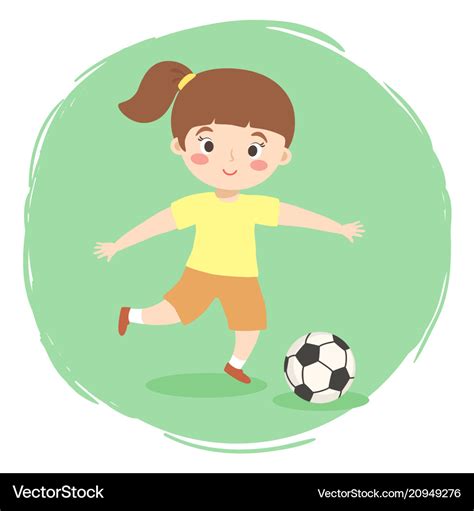 Girl playing football soccer cartoon Royalty Free Vector