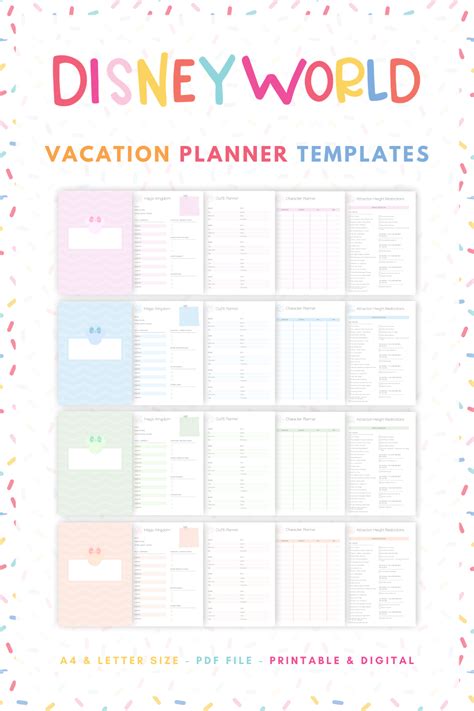 Disney World Vacation Planner Templates Walt Disney World Planning ...