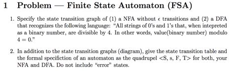 Solved Specify the state transition graph of (1) a NFA | Chegg.com