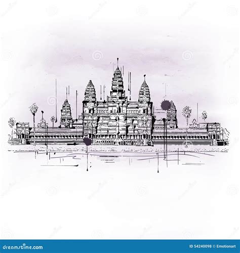 Illustration Of Angkor Wat Temple Complex Stock Illustration - Image ...