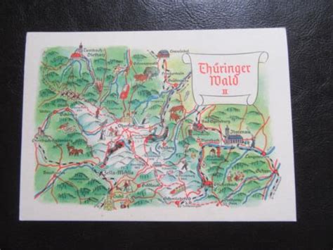 Postcard Thuringian Forest 2 map orientation map relief map around 1966 ...