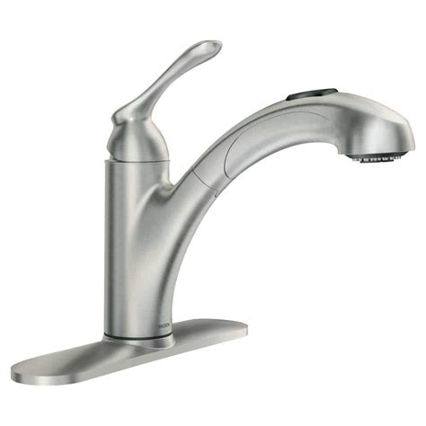 MOEN Banbury Single-Handle Pull-Out Sprayer Kitchen Faucet with Power Clean in Spot Resist ...