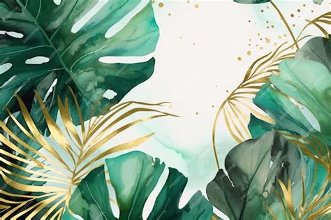 Premium AI Image | Watercolor tropical leaves