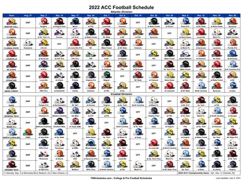 2022 ACC Football Helmet Schedule - ACC Football Online