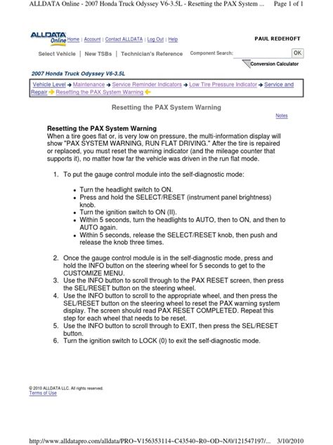 Resetting The PAX System Warning | PDF | Transportation Engineering | Vehicle Technology