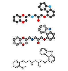 Carvedilol congestive heart failure drug molecule Vector Image