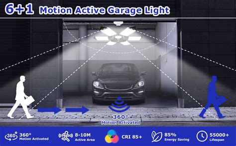 Craftersmark LED Garage Lights Motion Activated, 150W Deformable LED ...