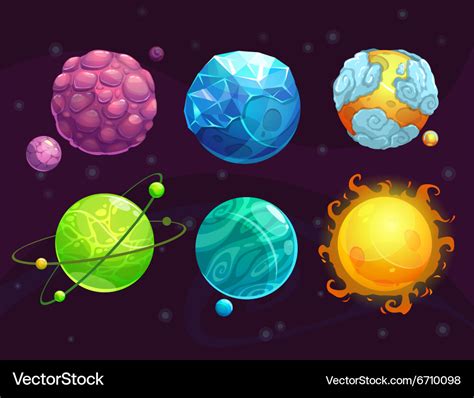 Cartoon fantasy alien planets set Royalty Free Vector Image