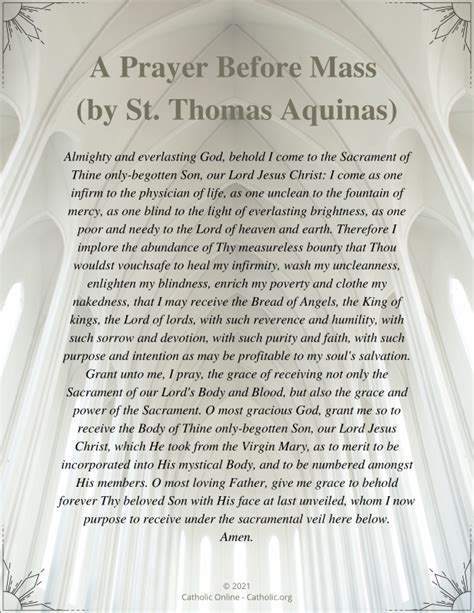 A Prayer Before Mass by St. Thomas Aquinas (FREE PDF) | Catholic Online ...