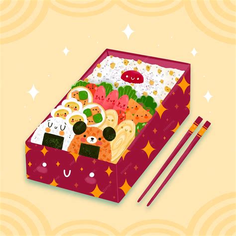 Free Vector | Hand painted bento box illustration