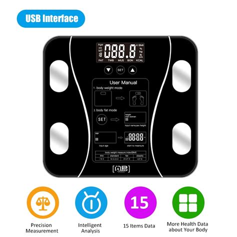 Body Fat Scales Intelligent Electronic Weight Scale High Digital BMI Scale Water Mass Health ...