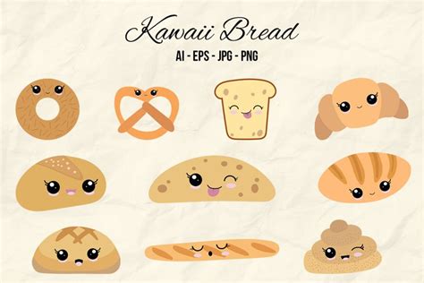 Cute Kawaii Bread vector illustration