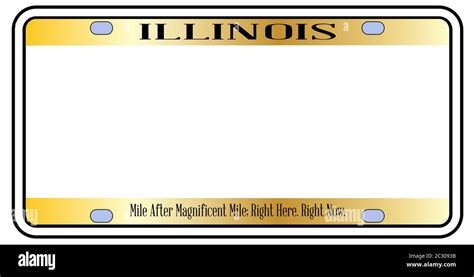 Blank Illinois state license plate in the colors of the state flag over ...