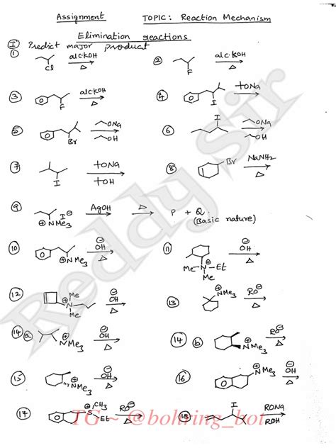 Elimination Reactions Assignment | PDF