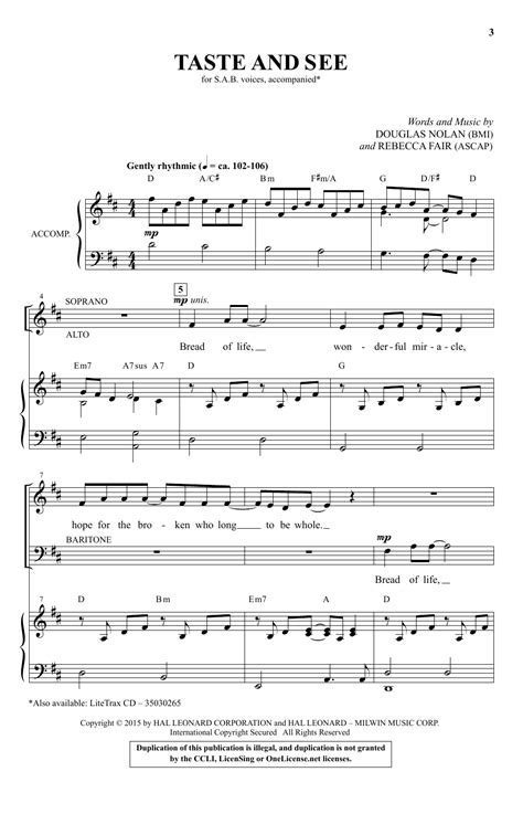 Taste And See Choral SAB sheet music by by Douglas Nolan (SAB – 159903)