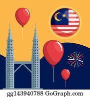 1 Petronas Towers With Ballons Helium Poster Clip Art | Royalty Free - GoGraph