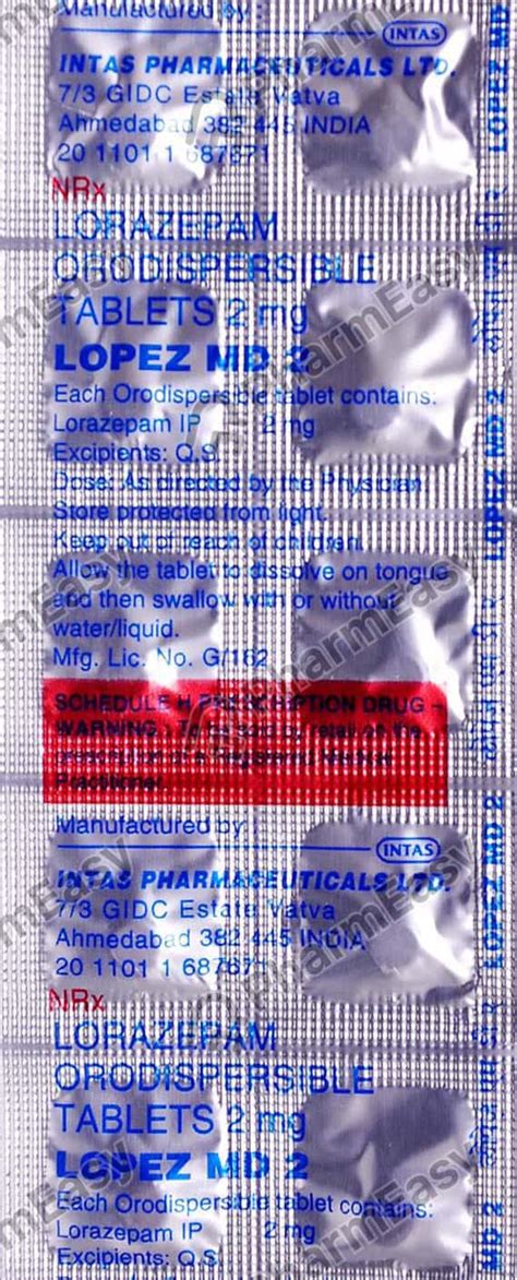 Lopez Md 2 MG Tablet (10): Uses, Side Effects, Price & Dosage | PharmEasy