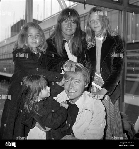 Actor Simon Ward and his wife, Alexandra, centre, and daughters, Claudia, ten, Kitty, two, and ...