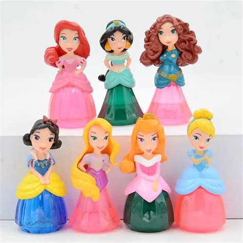 Disney Princess Toys 7Pcs/Set 7cm Princess Mermaid Cinderella Snow White Action Figures Dolls ...