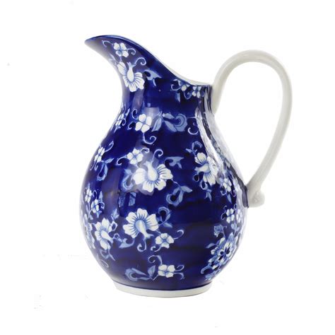 Euro Ceramica Blue Garden Stoneware Pitcher With Handle & Reviews | Wayfair