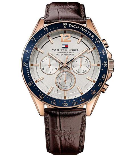 Tommy Hilfiger Silver Leather Round Watch For Men - Buy Tommy Hilfiger ...