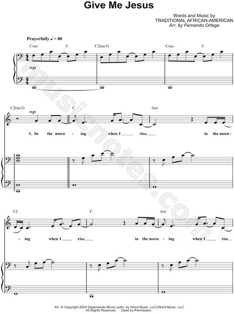 Fernando Ortega "Give Me Jesus" Sheet Music in C Major (transposable) - Download & Print