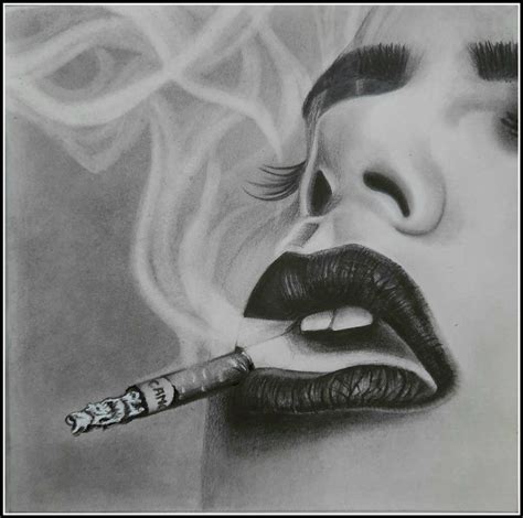 Portrait Pencil Sketch - The Smoking Woman | imagicArt