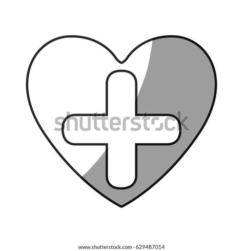 Grayscale Silhouette Heart Cross Inside Vector Stock Vector (Royalty ...